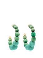 Matchesfashion.com Rosantica By Michela Panero - Colonia Large Beaded Hoop Earrings - Womens - Green