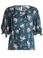 Matchesfashion.com Rebecca Taylor - Emilia Floral Print Silk Twill Top - Womens - Navy Multi