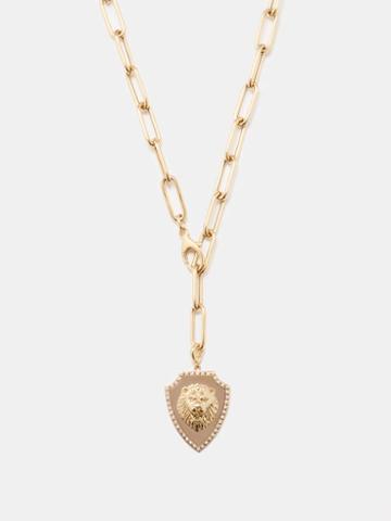 Zo Chicco - Lion Diamond & 14kt Gold Lariat Necklace - Womens - Gold Multi