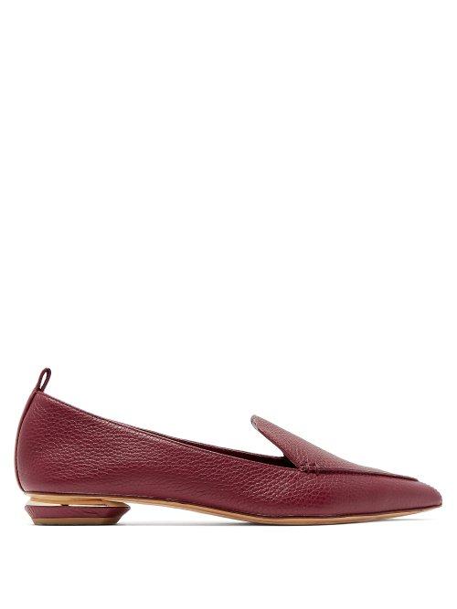 Matchesfashion.com Nicholas Kirkwood - Beya Point Toe Grained Leather Loafers - Womens - Burgundy