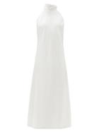 Matchesfashion.com Galvan - Capri Halterneck-tie Satin Midi Dress - Womens - White