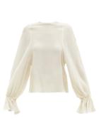 Raey - Gathered-sleeve Silk Blouse - Womens - Ivory