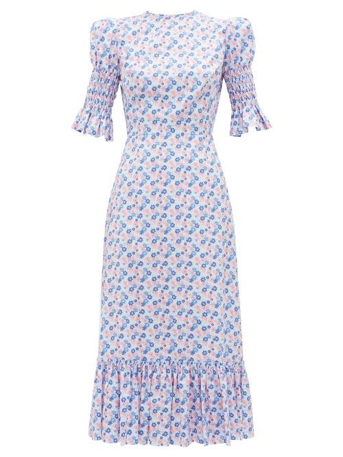 Matchesfashion.com The Vampire's Wife - The Night Flight Floral Print Midi Dress - Womens - Pink Multi