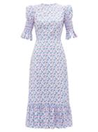 Matchesfashion.com The Vampire's Wife - The Night Flight Floral Print Midi Dress - Womens - Pink Multi