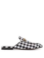 Gucci Princetown Gingham Backless Loafers
