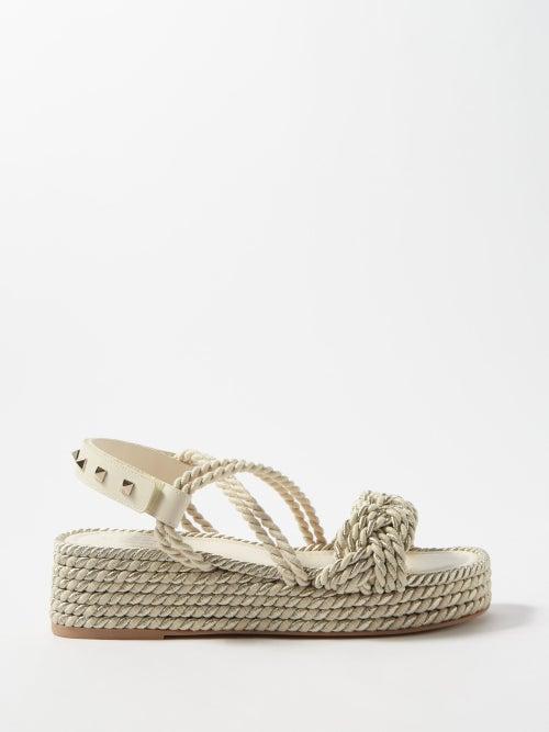 Valentino Garavani - Torchon Rockstud 60 Leather Sandals - Womens - White