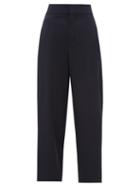 Matchesfashion.com Chlo - Pleat-front Cropped Wool-blend Trousers - Womens - Navy
