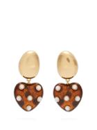 Matchesfashion.com Lizzie Fortunato - Amore Polka Dot Heart Shaped Earrings - Womens - Gold