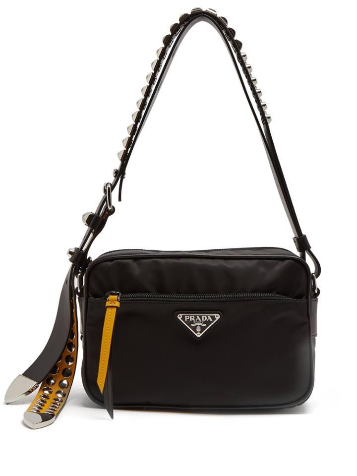 Prada Stud-embellished Strap Nylon Cross-body Bag
