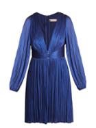 Matchesfashion.com Maria Lucia Hohan - Enora V Neck Pleated Tulle Dress - Womens - Blue