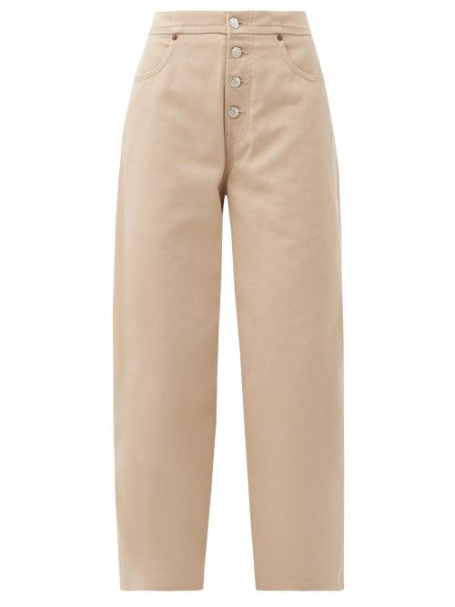 Matchesfashion.com Mm6 Maison Margiela - Exposed-button Straight-leg Jeans - Womens - Beige