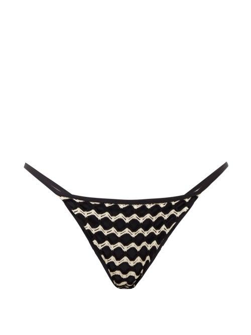 Sara Cristina - Embroidered Bikini Briefs - Womens - Black White