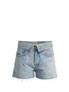 Matchesfashion.com Jean Atelier - Fold Over Denim Shorts - Womens - Denim