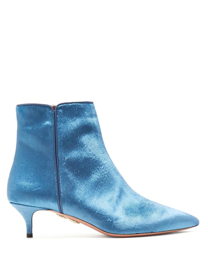 Aquazzura Quant 45 Point-toe Velvet Ankle Boots