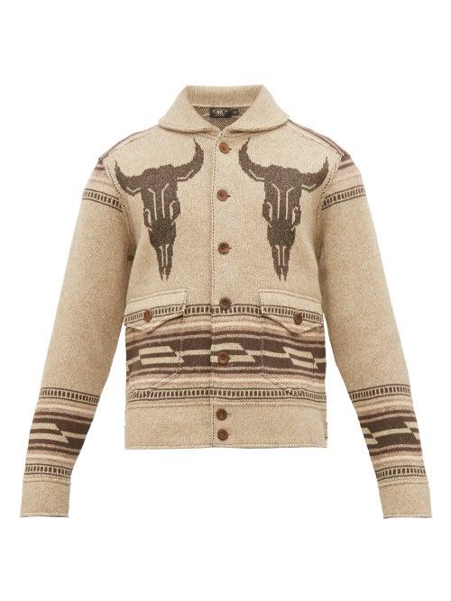 Matchesfashion.com Rrl - Shawl Collar Western Jacquard Jacket - Mens - Brown Multi