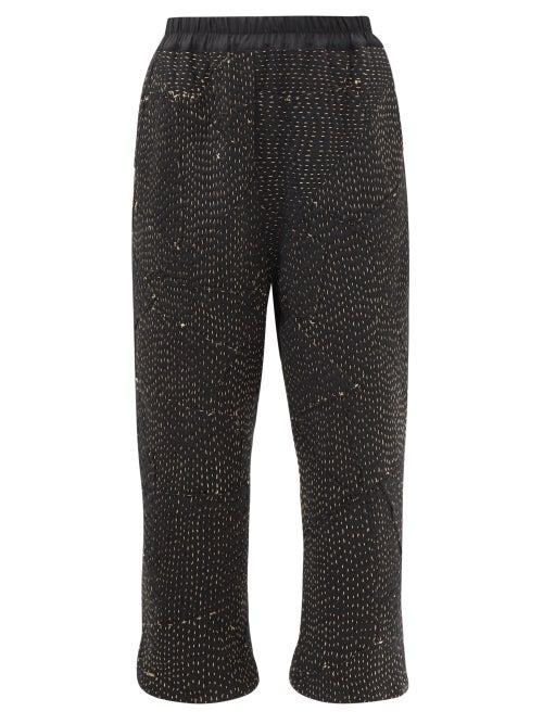 By Walid - Jenny Upcycled Cotton And Wool-blend Trousers - Womens - Black