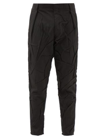Bianca Saunders - Misfit Creased Twill Cropped Trousers - Mens - Black