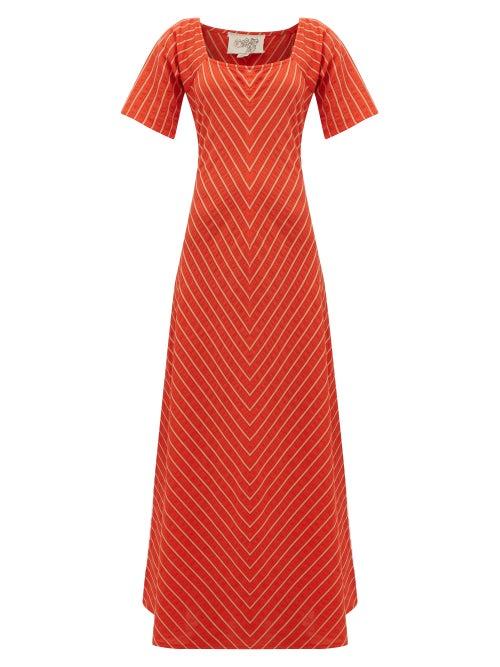 Matchesfashion.com Ace & Jig - Jamie Striped Cotton Jacquard Maxi Dress - Womens - Red