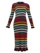 Matchesfashion.com Mary Katrantzou - Rainbow-stripe Rib-knitted Dress - Womens - Black Multi