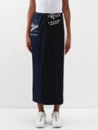 Renata Brenha - Futebol Pleated Upcycled Crepe Midi Skirt - Womens - Red Multi
