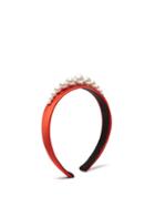 Matchesfashion.com Benot Missolin - Stella Imitation Pearl Embellished Silk Headband - Womens - Red