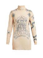 Matchesfashion.com Vetements - Tattoo Print Mesh Top - Womens - Nude