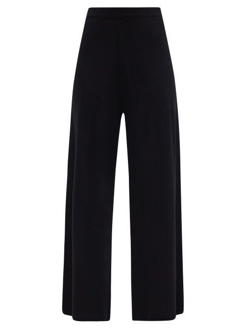 Matchesfashion.com Allude - High-rise Wool Wide-leg Trousers - Womens - Black