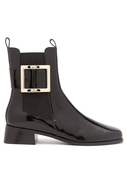 Roger Vivier - Trs Vivier Leather Chelsea Boots - Womens - Black