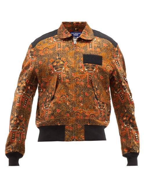 Junya Watanabe - Printed Linen-canvas Bomber Jacket - Mens - Orange Multi