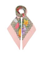 Gucci - Gg And Flora-print Silk Scarf - Womens - Beige Multi