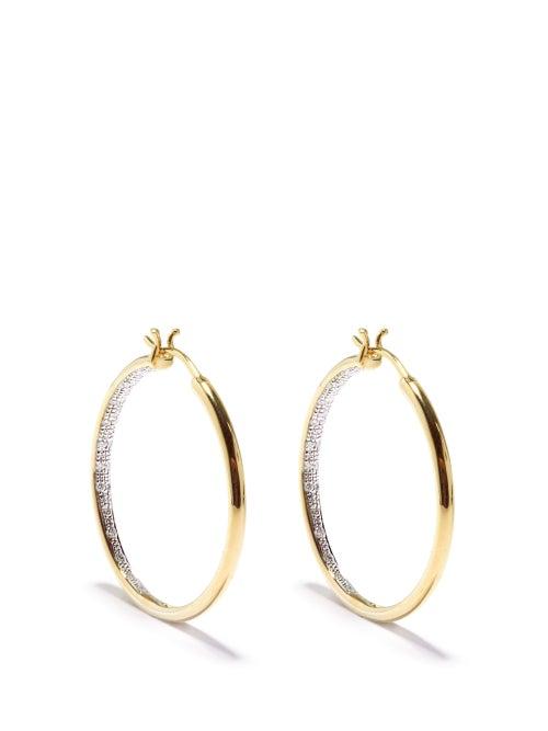 Ladies Fine Jewellery Yvonne Lon - Diamond & 9kt Gold Hoop Earrings - Womens - Yellow Gold