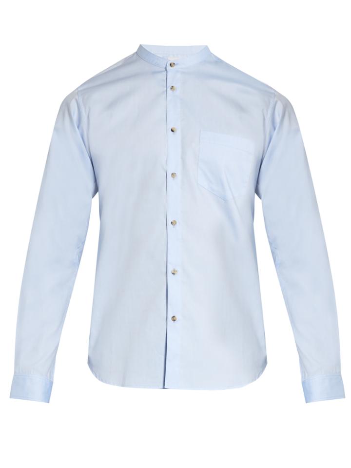 Orley Raw-edge Band-collar Cotton Shirt