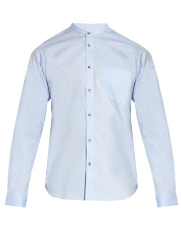 Orley Raw-edge Band-collar Cotton Shirt