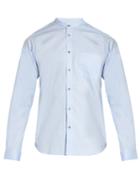 Orley Raw-edge Band-collar Cotton Shirt