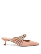 Matchesfashion.com Aquazzura - Celeste 45 Crystal-knot Faille Mules - Womens - Light Pink