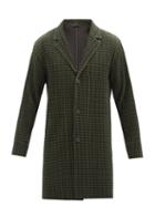 Homme Pliss Issey Miyake - Houndstooth-check Technical-pleated Overcoat - Mens - Green