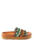 Chlo - Wavy Woven-leather Slides - Womens - Brown Multi