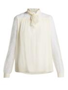Matchesfashion.com Giambattista Valli - Lace Sleeve Silk Blouse - Womens - White