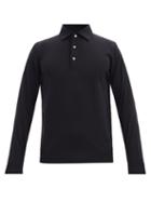 Matchesfashion.com Thom Sweeney - Merino-wool Long-sleeved Polo Shirt - Mens - Navy