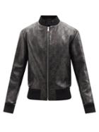 Gucci - Gg-embossed Leather Bomber Jacket - Mens - Black