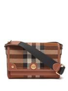 Burberry - Note Medium Check-knit And Leather Shoulder Bag - Womens - Brown Multi