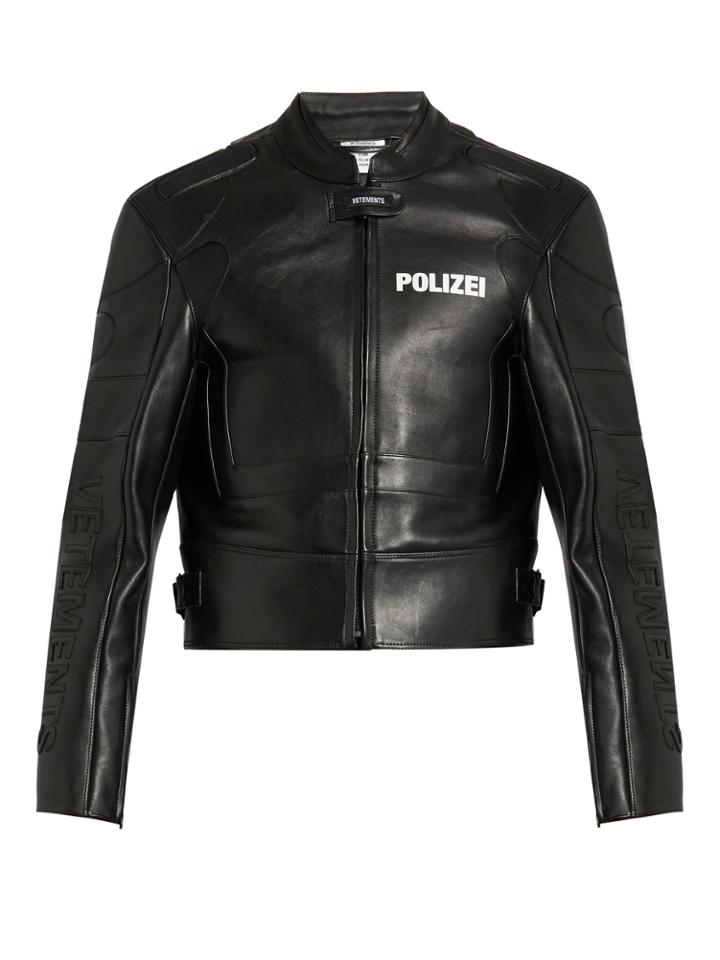 Vetements Polizei-print Panelled Leather Jacket