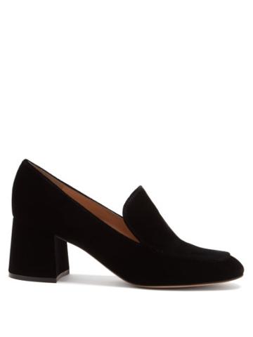 Matchesfashion.com Gianvito Rossi - Jean 60 Block-heel Velvet Loafers - Womens - Black