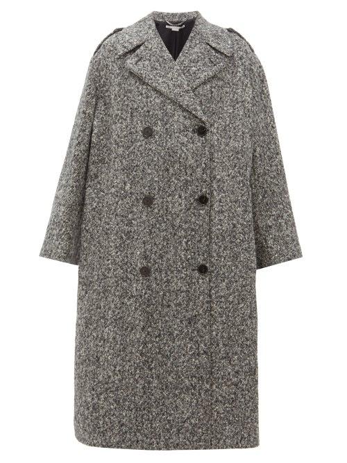 Matchesfashion.com Stella Mccartney - Flecked Wool Double Breasted Coat - Womens - Black White