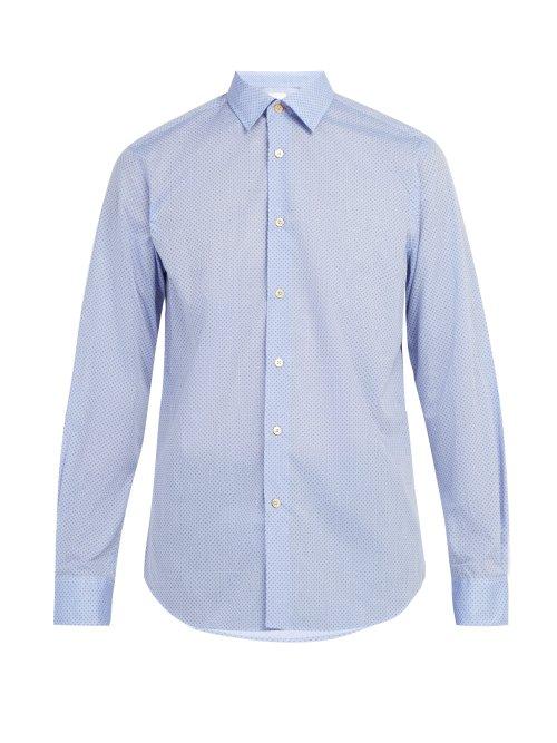 Matchesfashion.com Paul Smith - Geometric Pattern Cotton Shirt - Mens - Blue Multi