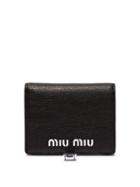 Matchesfashion.com Miu Miu - Logo Debossed Grained Leather Bi Fold Wallet - Womens - Black