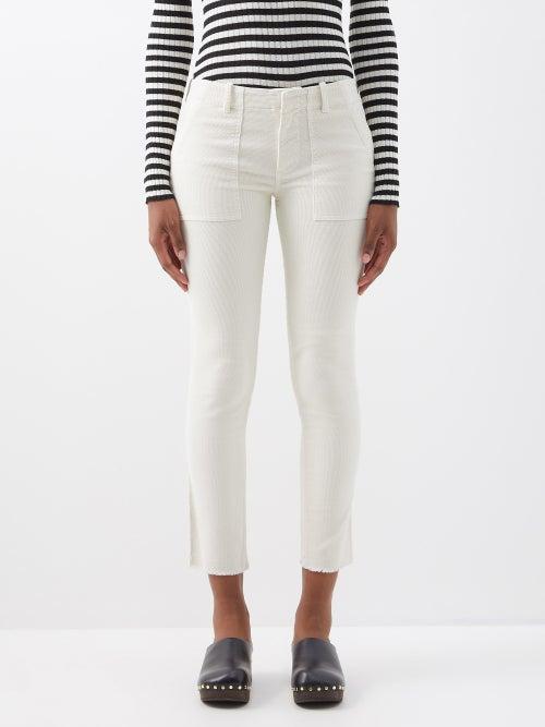 Nili Lotan - Jenna Cotton-blend Corduroy Cropped Trousers - Womens - Cream