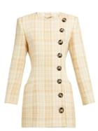 Matchesfashion.com Alessandra Rich - Buttoned Wool Blend Tweed Mini Dress - Womens - Beige Multi
