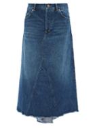 Raey - Raw-hem Organic-cotton Blend Fishtail Denim Skirt - Womens - Dark Blue
