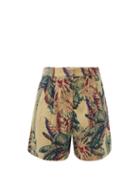 Emporio Sirenuse - Beatrice Palm-print Cotton-canvas Shorts - Womens - Grey Print